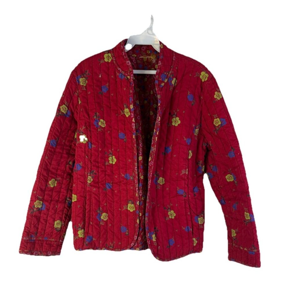 Vintage 90s Ditsy Calico Floral Quilt Coat Quilted Jacket Cottagecore